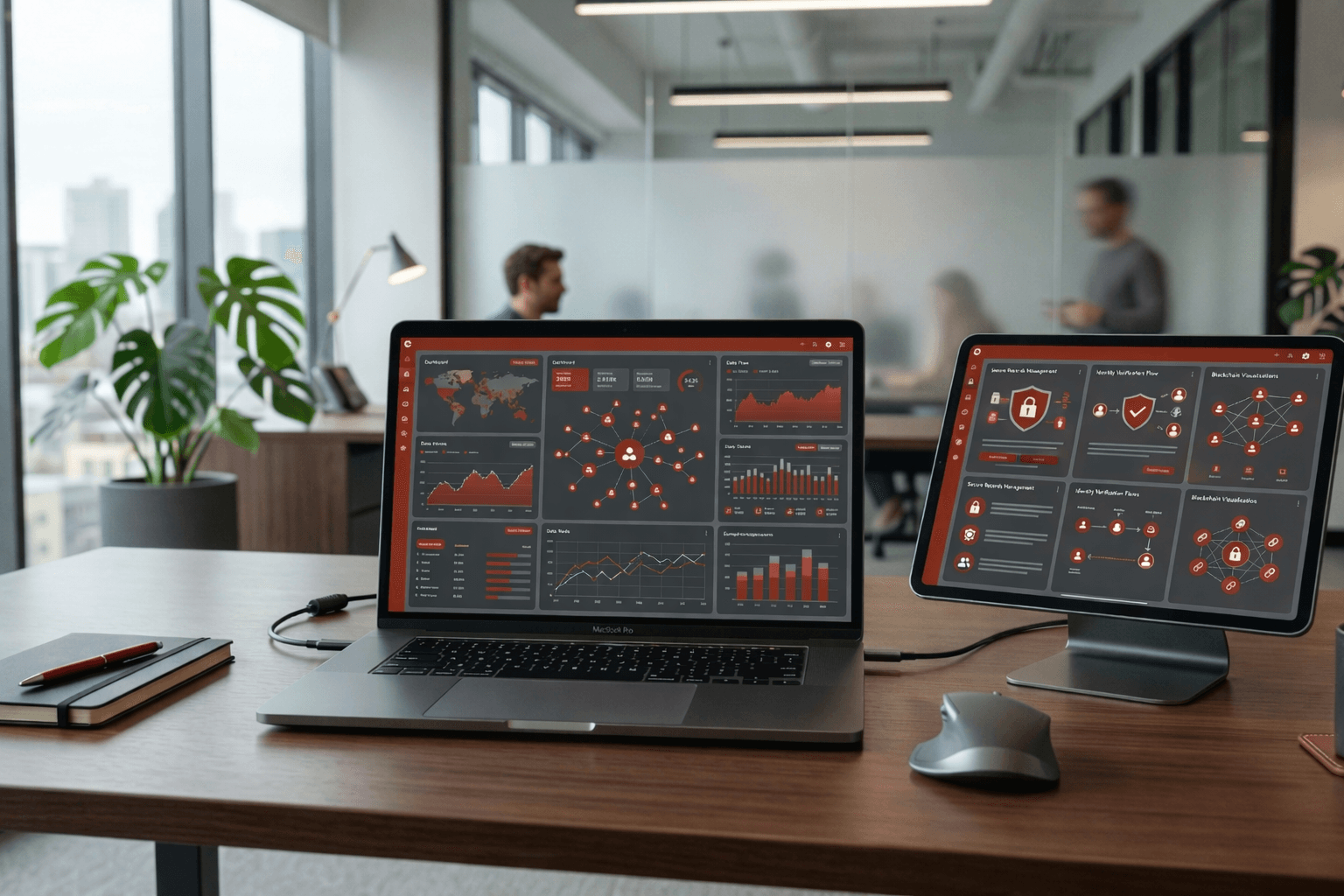 Illustration representing modular software services for governance systems